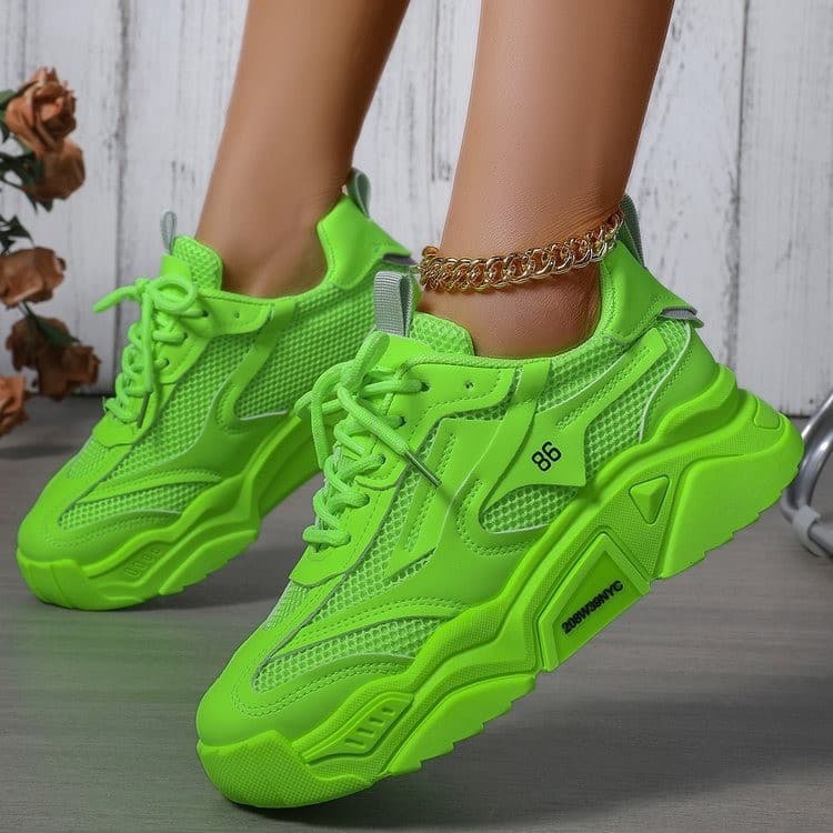 Women's Dad Sneakers Mesh Casual Sports Shoes Summer Candy Color Mesh Breathable Thick Sole Heightening Fashion Women's Shoes