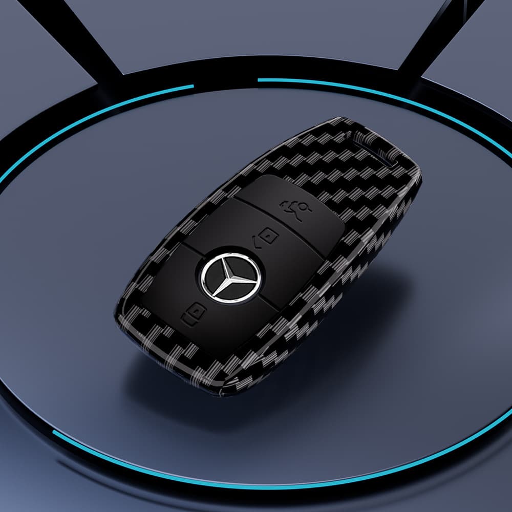 Suitable for Mercedes-Benz key cover E300L bag C260L car A200L shell GLC300/GLE/GLA buckle GLB carbon fiber pattern