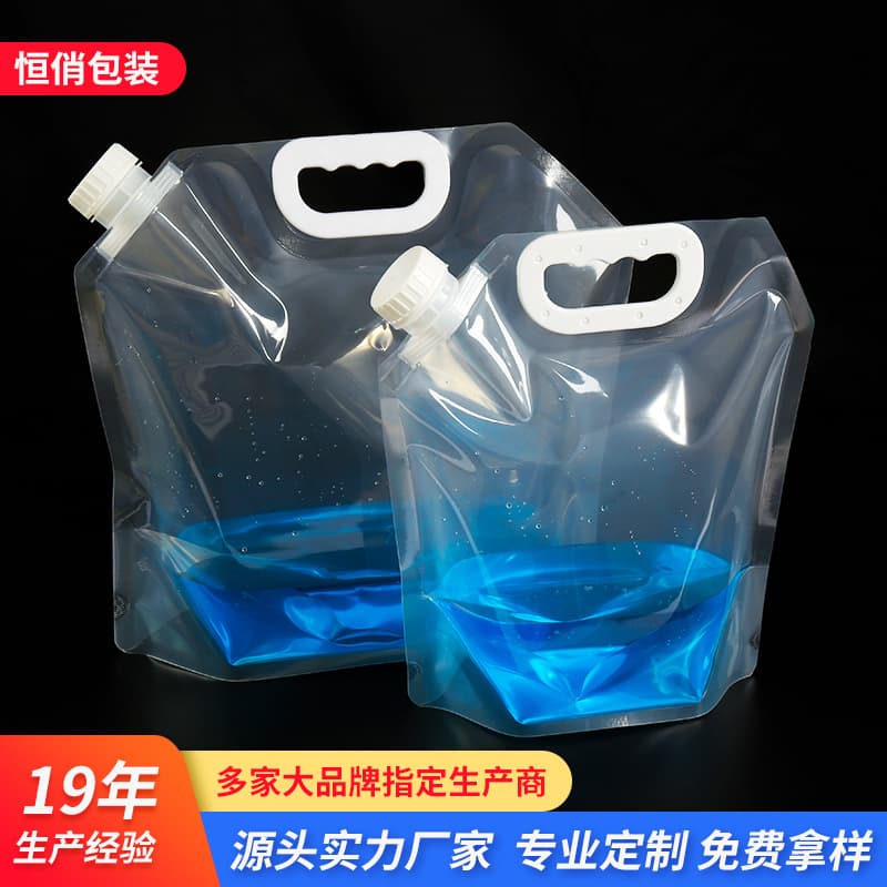 Outdoor Portable Water Bag, Soft Packaging Liquid Pouch, Stock Available, Thick Large Capacity 5L Water Storage Bag with Handheld Spout