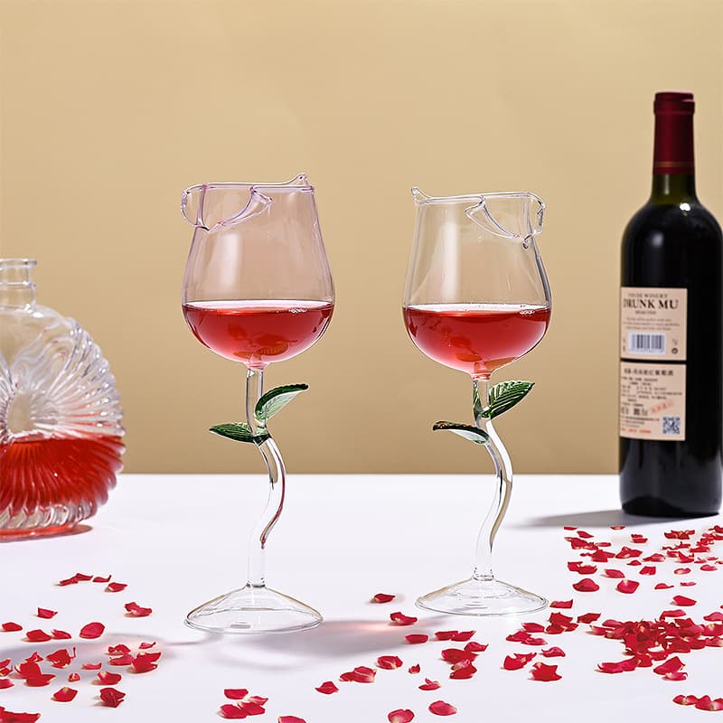 Romantic Wine Glasses High Borosilicate Glass Creative High Footed Cup Set Crystal Champagne Flutes For Valentine's Day