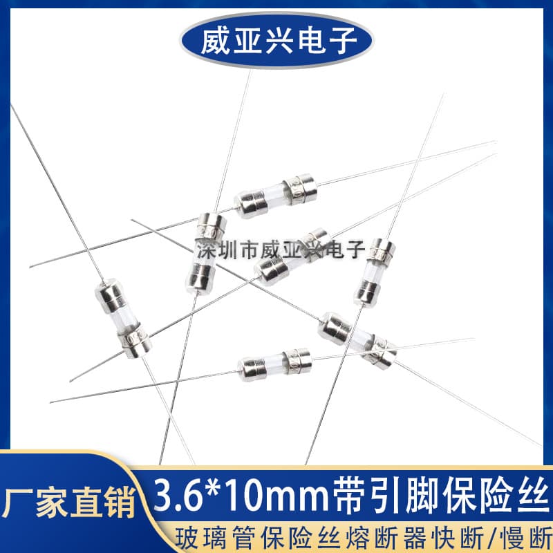 3.6*10mm Glass Tube Fuse with Leads, 0.5/1A/2A/3.15/6.3A/10A, Fast-Blow / Slow-Blow