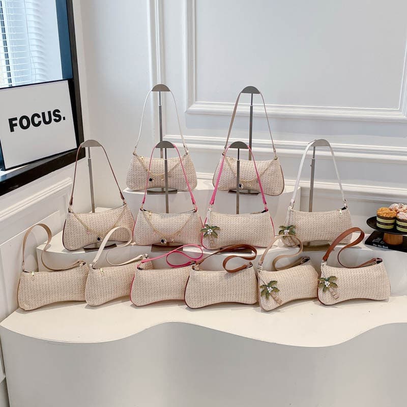 Women's Underarm Bag Chinese Style Woven 2026 Summer New Trend Straw Chain Single Shoulder Bag Fashion Simple Beach Bag