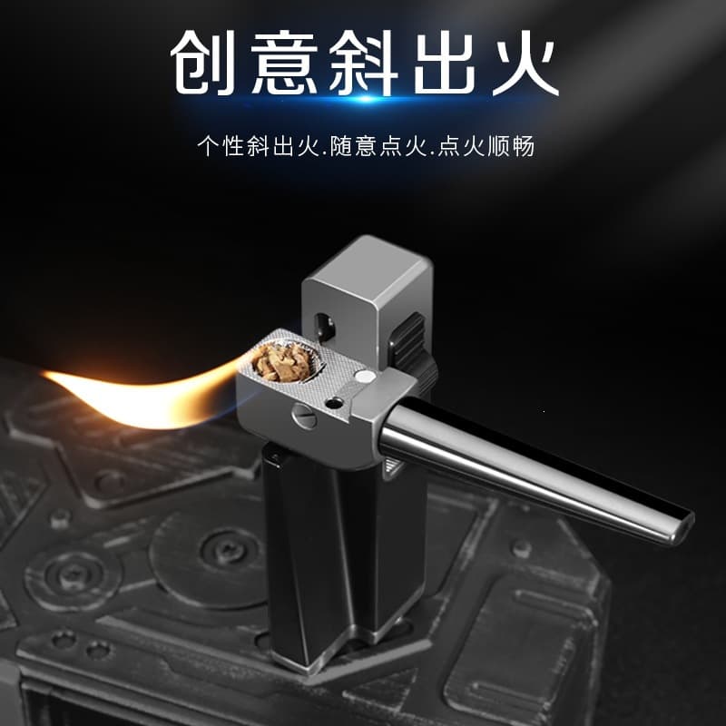 Zhongbang ZB7002 Angled Flame Refillable Lighter Dual Use for Smoking and Pipe Lighter Cross-border Trade Source