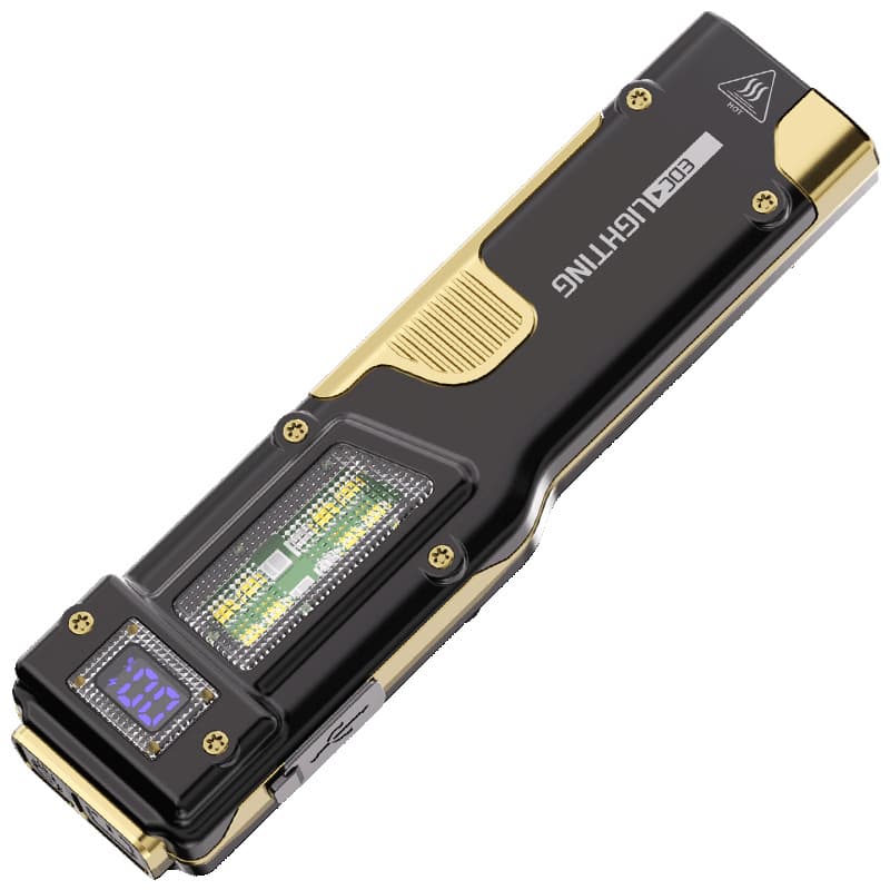 Portable Digital Display Work Light with Three Light Sources, Outdoor Camping Tactical Flashlight, High-Power Flashlight