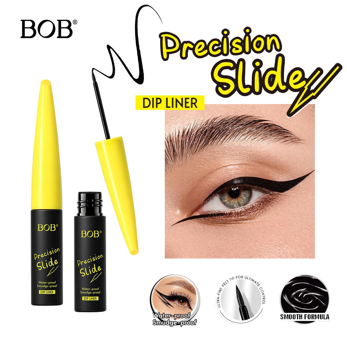 bob cross-border bottled liquid eyeliner waterproof, non-smudgeable, easy to color, fine pen tip, specialized for foreign trade wholesale for makeup artists
