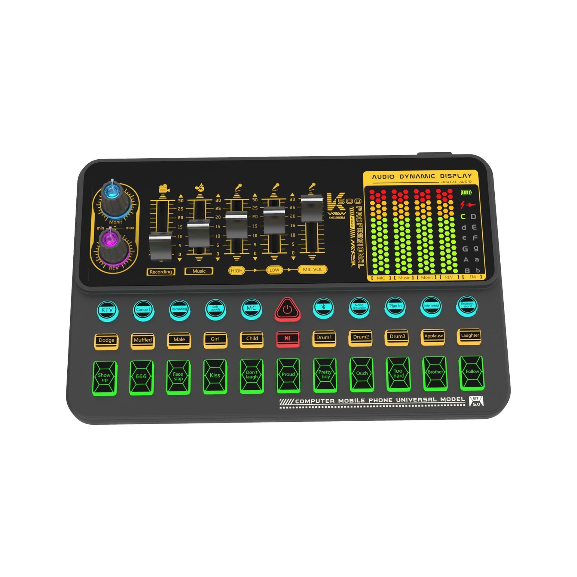 SK500 English Version Cross-Border E-Commerce Outdoor Live Sound Card Tuning Voice Changer Warm-Up Equipment Portable Sound Card Wholesale