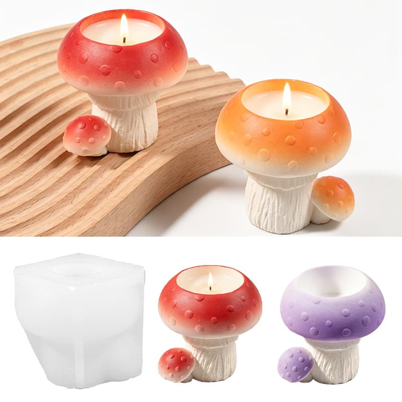 Polka Dot Mushroom Scented Candle Cup Resin Silicone Mold, Epoxy Resin DIY Mushroom Candle Holder Plaster Ornament Mold