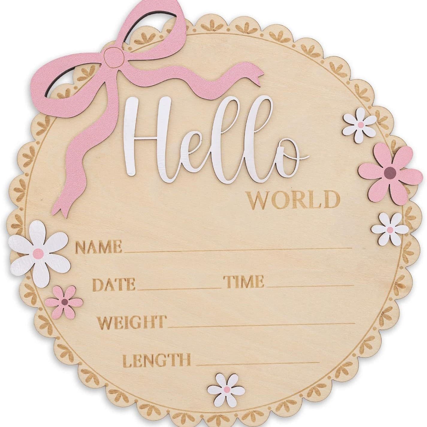 Cross-border hello world wooden baby birth commemorative plaque Amazon best-selling newborn photography props