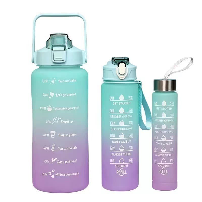 Cross-Border Bestseller 3-Piece Plastic Cup Set, Outdoor Portable Fitness Sports Water Bottle, Gradient Color Sports Water Jug