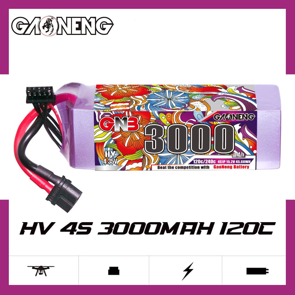 GNB High Energy 3000mAh 4S 15.2V 120C Helicopter RC Model FPV RC Toy Lithium Battery HV