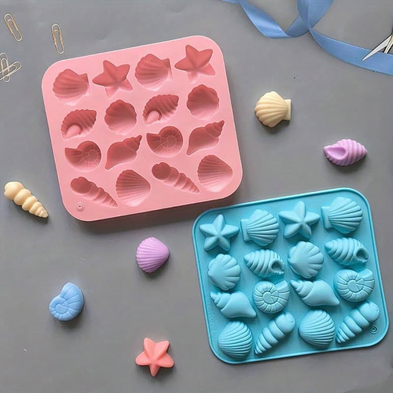 16-Cavity Shell Chocolate Silicone Mold Starfish Sea Animal Shape Candy Pudding Cake Decoration Mold