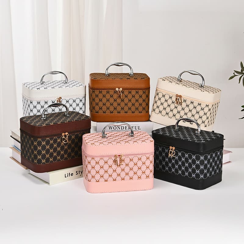 Wholesale Makeup Bag Makeup Case Letter Suitcase Home Cosmetics Storage Box Female Technician Box Sunflower
