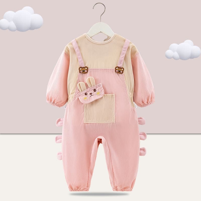 Kids One-Piece Bib Apron, Outerwear Anti-Soil Crawling Suit, Baby Integrated Waterproof Coverall, Full-Body Protective Apron