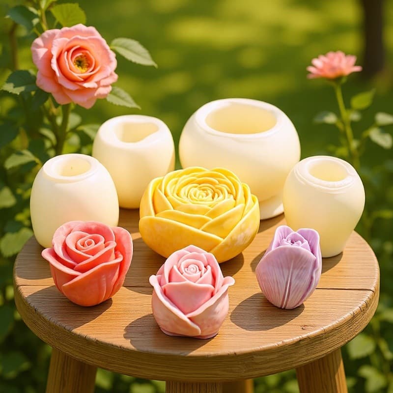 Rose, Tulip Bud, Stamen Silicone Mold for Chocolate Mousse Cake, Handmade Soap, Scented Candle, Handmade Silicone Mold
