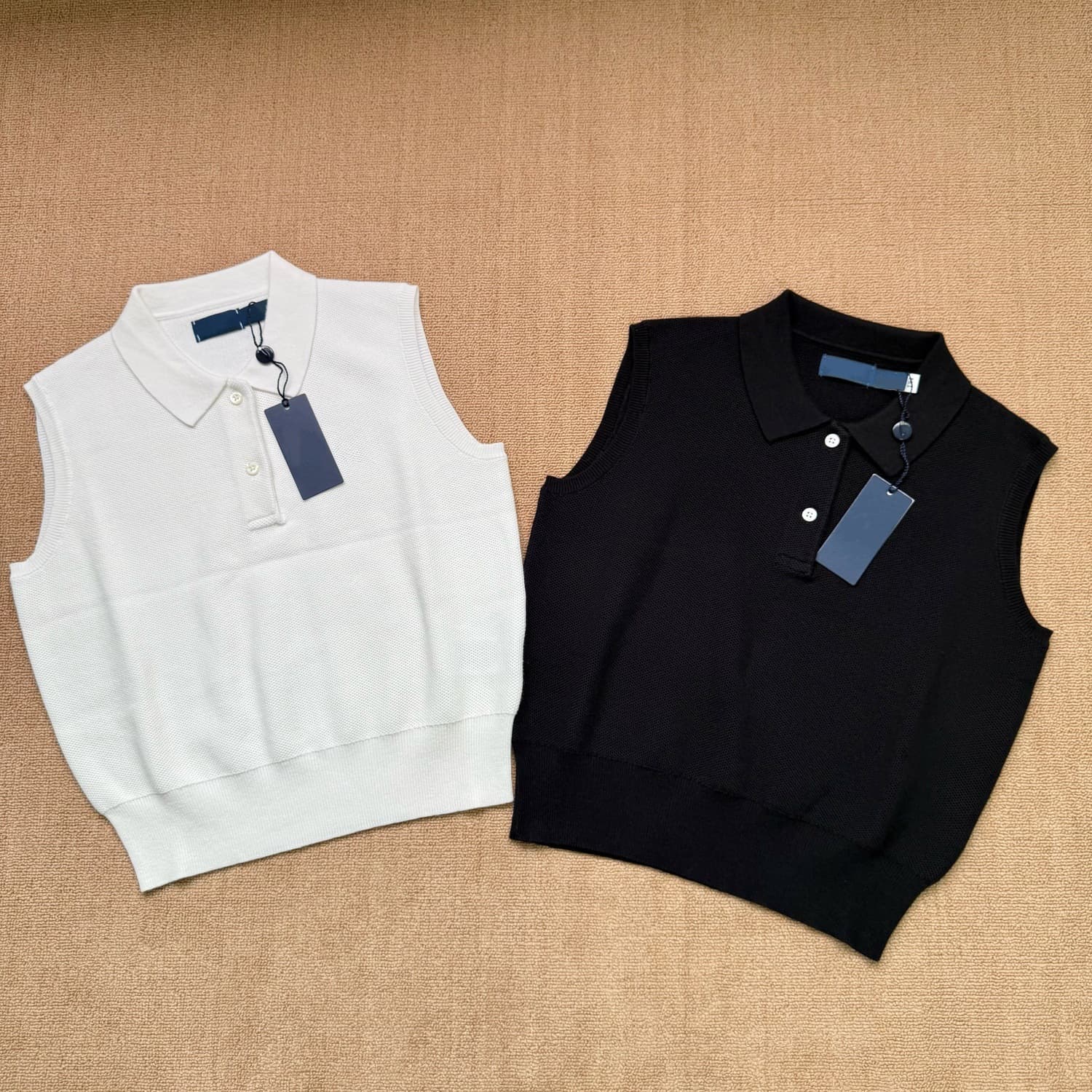 RL Ralph Lauren Pony Embroidery Short-Sleeve Polo Neck Sleeveless Knit Top Women