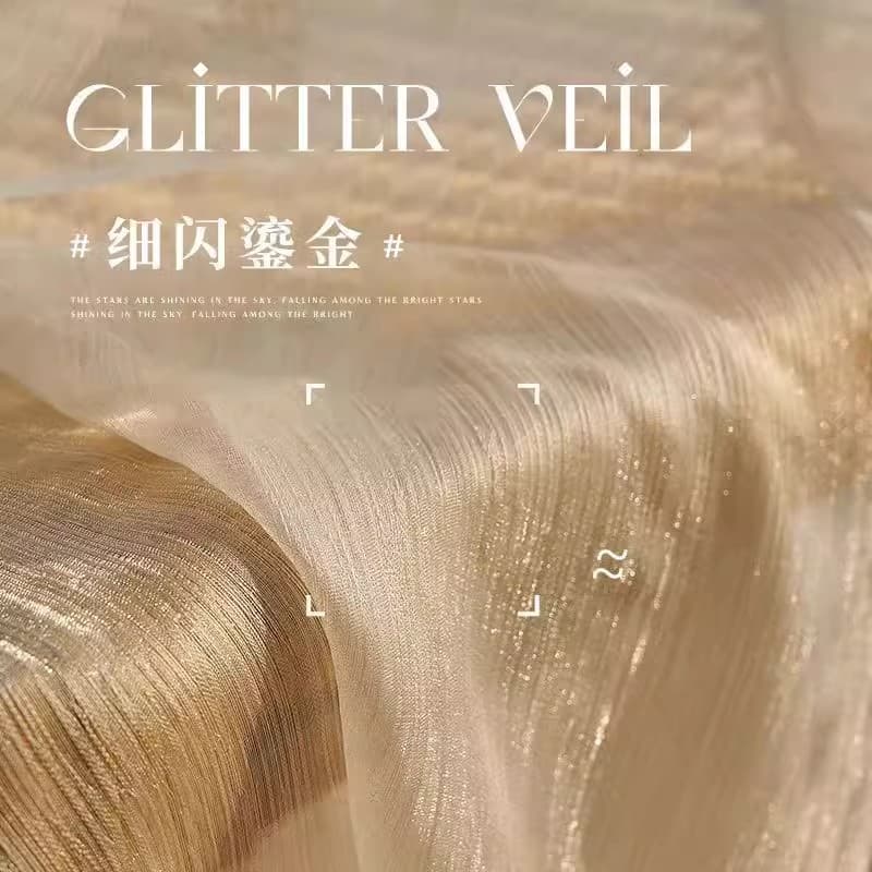 Dreamy Flowing Gold Sheer Curtain Light Luxury High-End Window Curtain Balcony Living Room Translucent Not Transparent Curtain Sheer