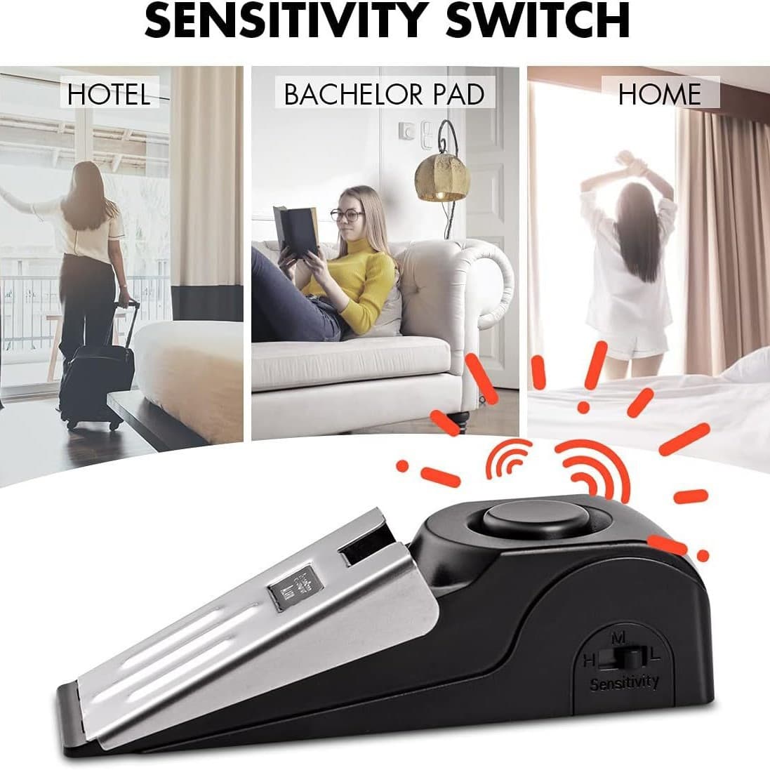 Portable Door Stop Alarm for Travel, Hotel Theft Prevention with Impact Resistance and Door Blocking