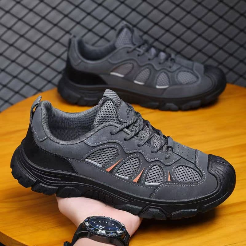 Men's Spring New Casual Sports Shoes Thick Sole Wear-resistant Mesh Breathable Labor Protection Outdoor Work Hiking Shoes