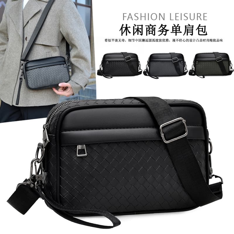 Cross-border men's crossbody bag casual bag men's bag plaid shoulder bag Korean version simple Oxford cloth shoulder bag