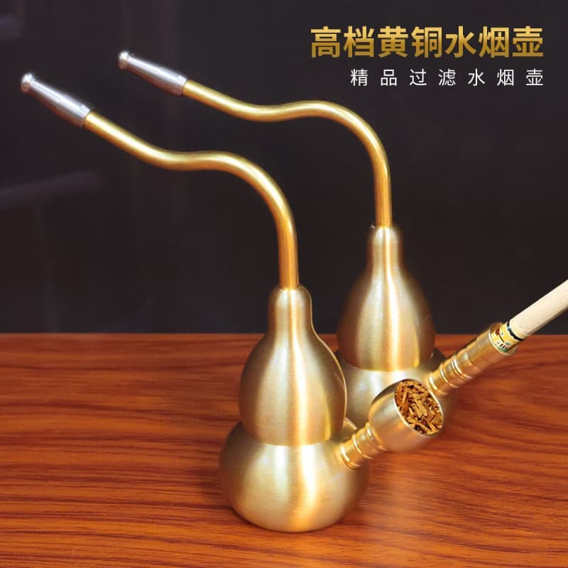 Genuine Brass Gourd Hookah Water Pipe Healthy Filter Portable Detachable Dual-Use Hookah Bowl