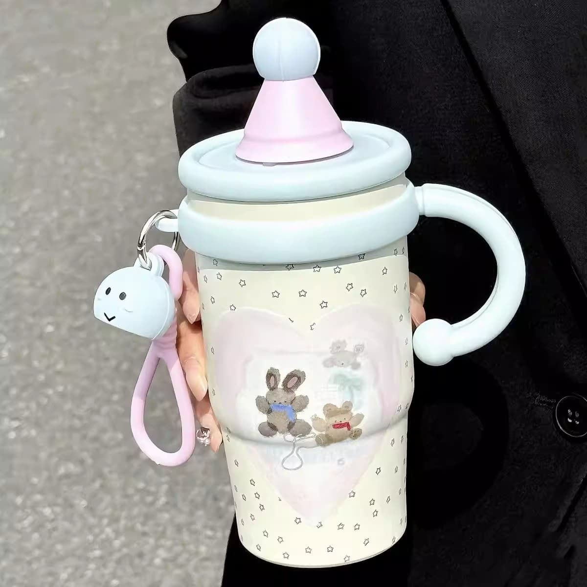 Ins Cute Insulated Cup for Women, High Appearance Straw Water Bottle Coffee Cup 2026 New Office Ice Tumbler