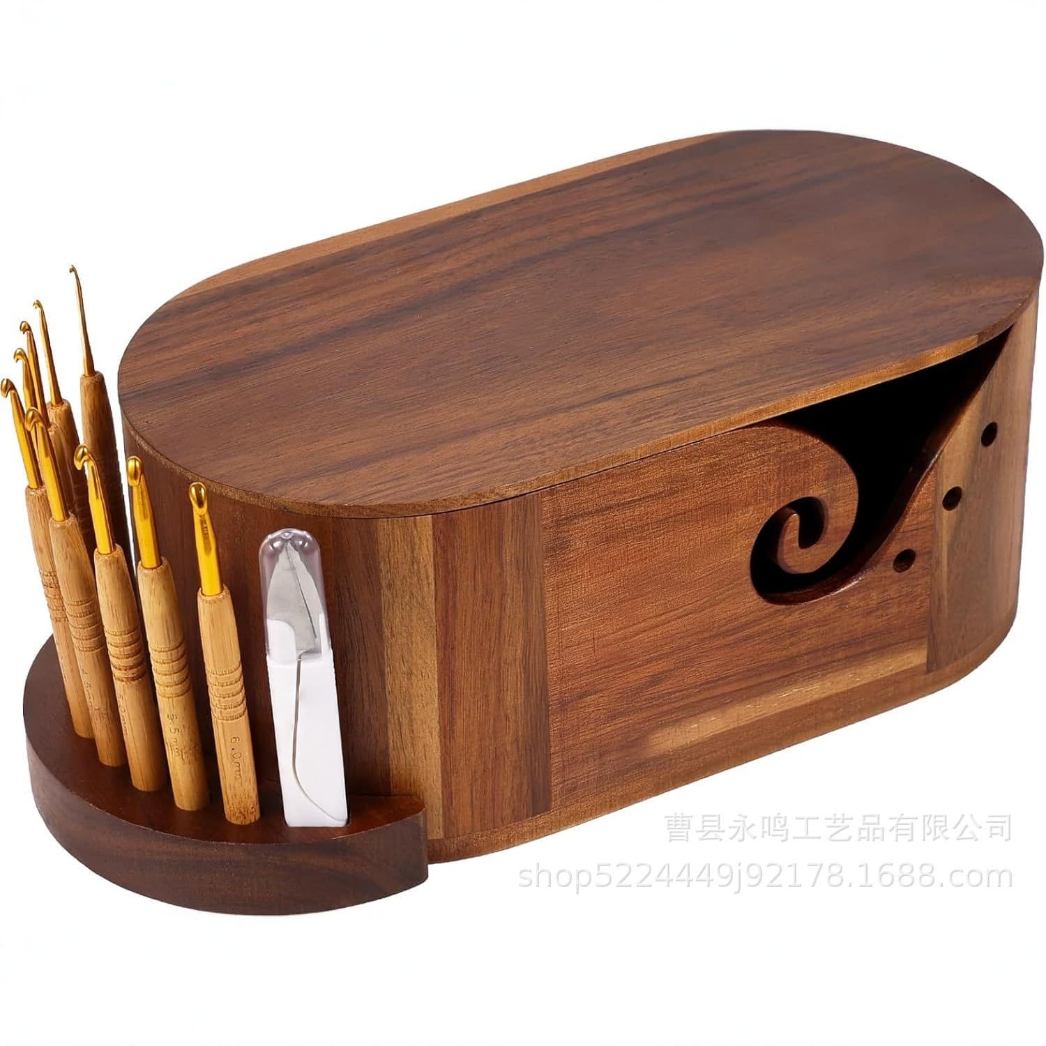 Cross-border Wooden Yarn Bowl Crochet Yarn Storage Bowl Home Spool Holder Yarn Bowl Hand Knitting Needle Wooden Bowl