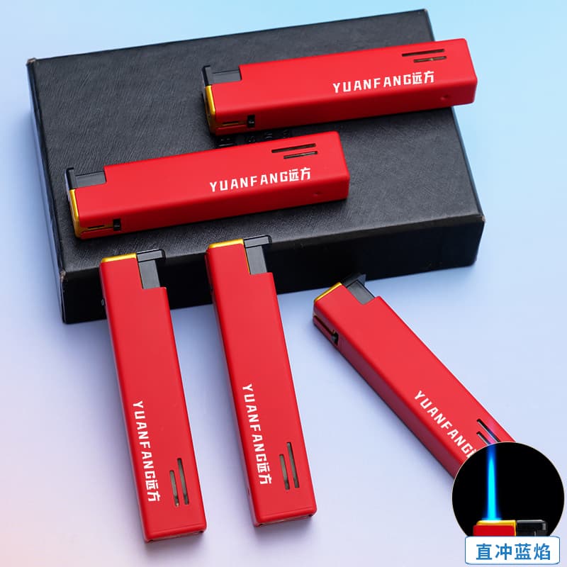 Metal windproof lighter advertising ordering logo word uv color printing and lettering wholesale inflatable direct blue flame lighter