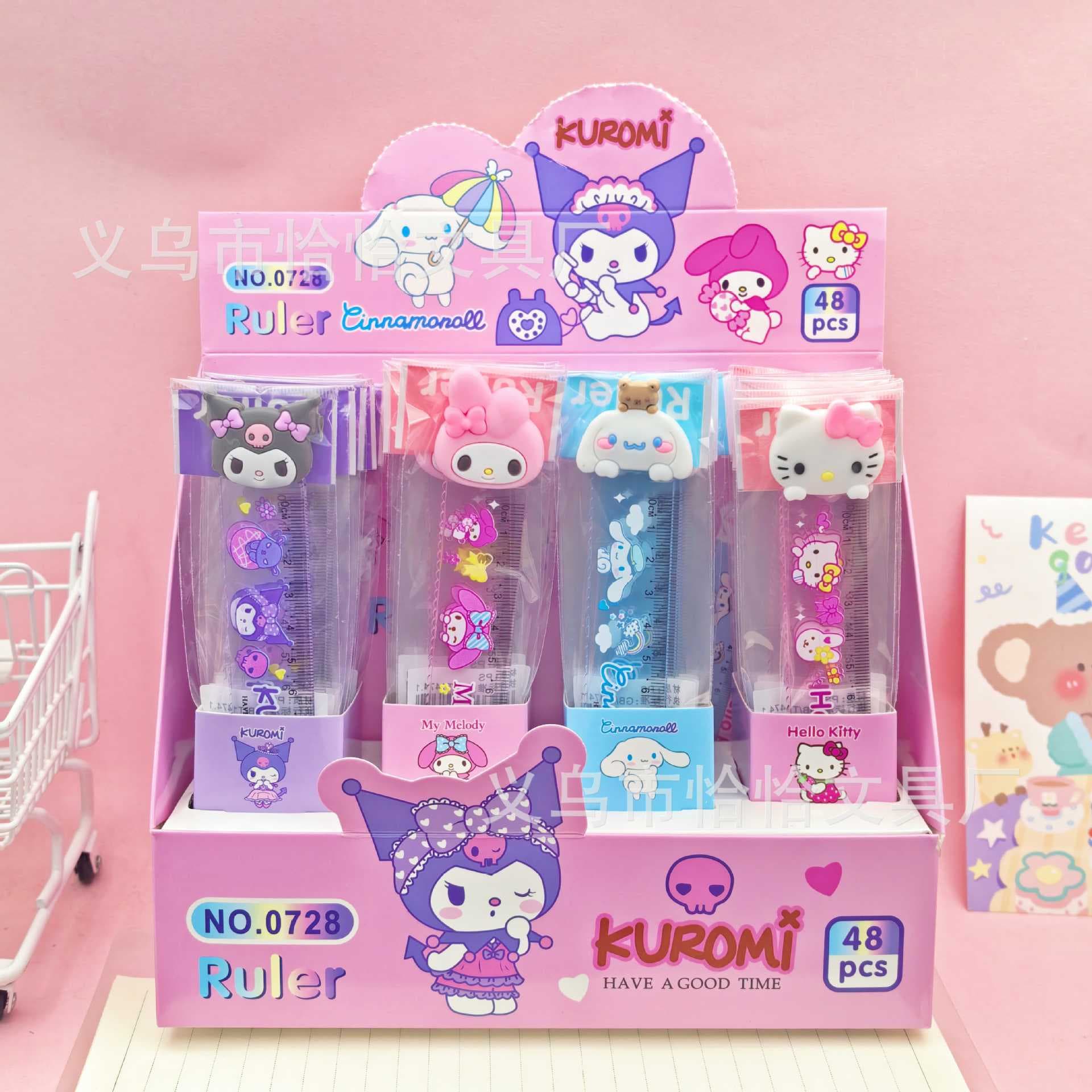 New Sanrio 15CM Cartoon Soft Rubber Ruler Kuromi Students Daily Use Bookmark Ruler Creative Student Stationery