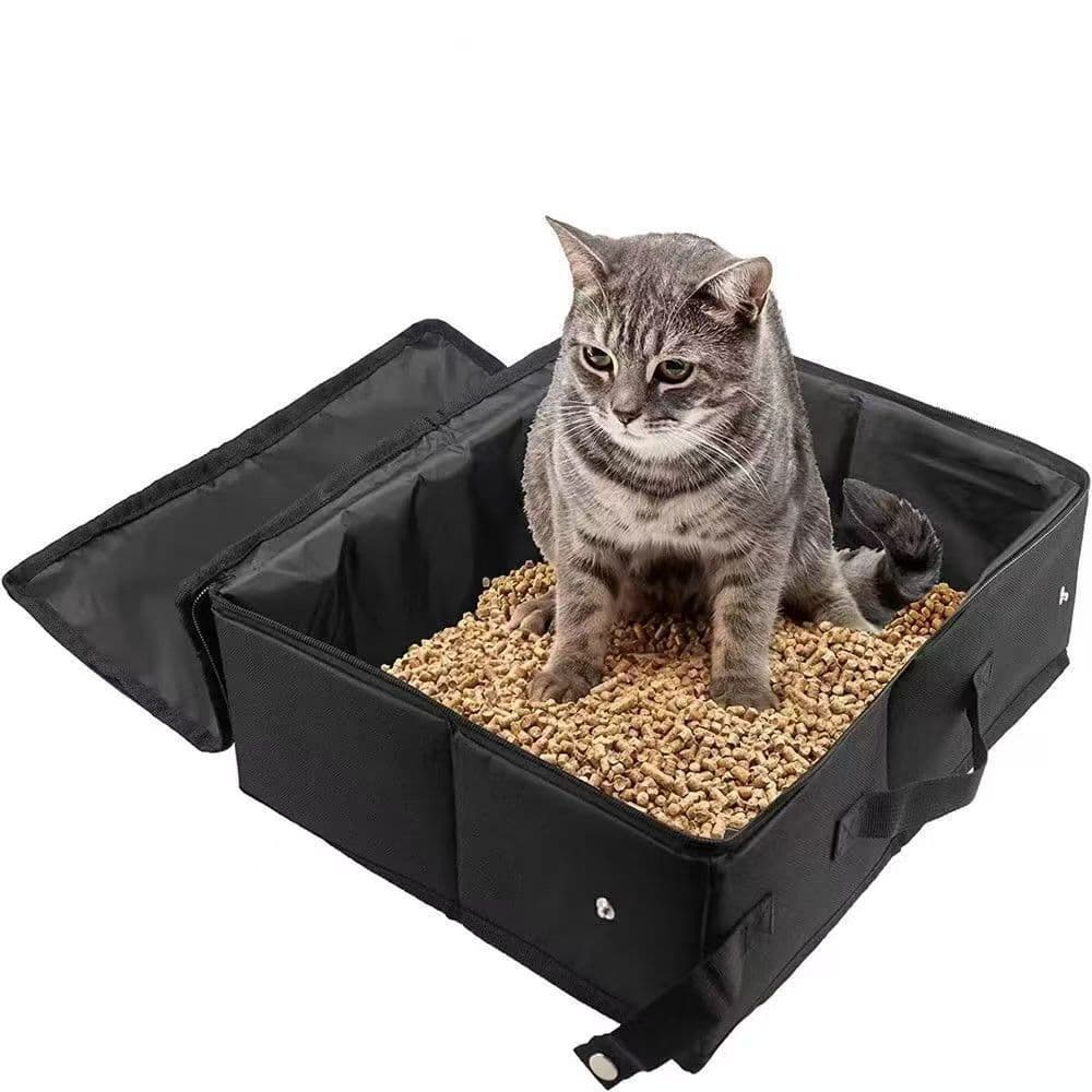 Cat Travel Litter Box Portable Waterproof Foldable Fabric Litter Tray Cat Supplies Storage Bag