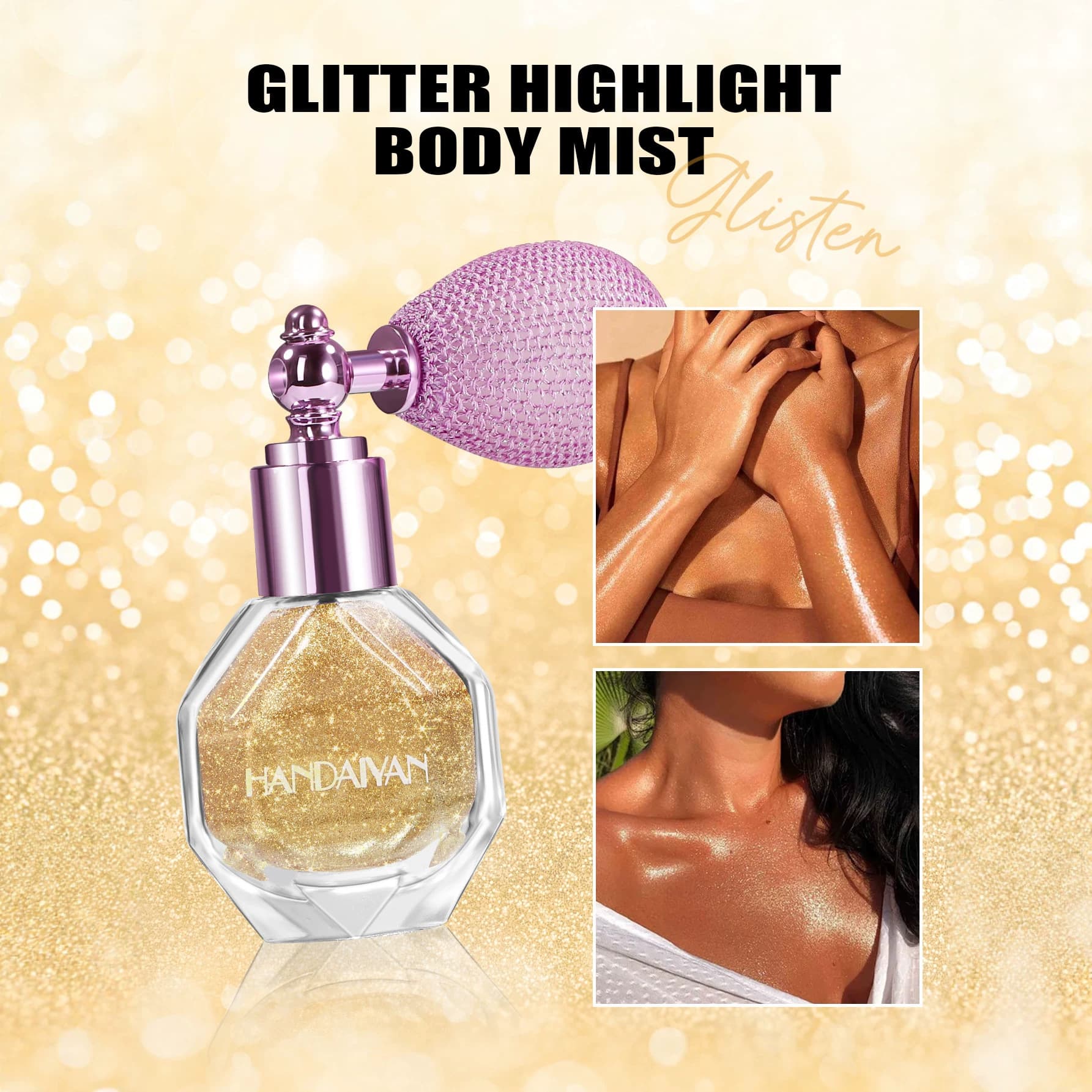 Cross-border glitter powder to brighten body glitter HANDAIYAN high-gloss spray glitter spray bottle high-gloss air bag spray bottle