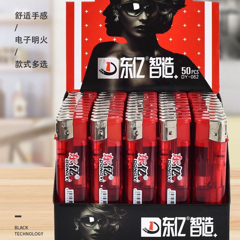 Shaodong Factory Direct Sales, Three-Color Printed Dongyi DY062 Disposable Transparent Lighter Wholesale with Advertiseable Back