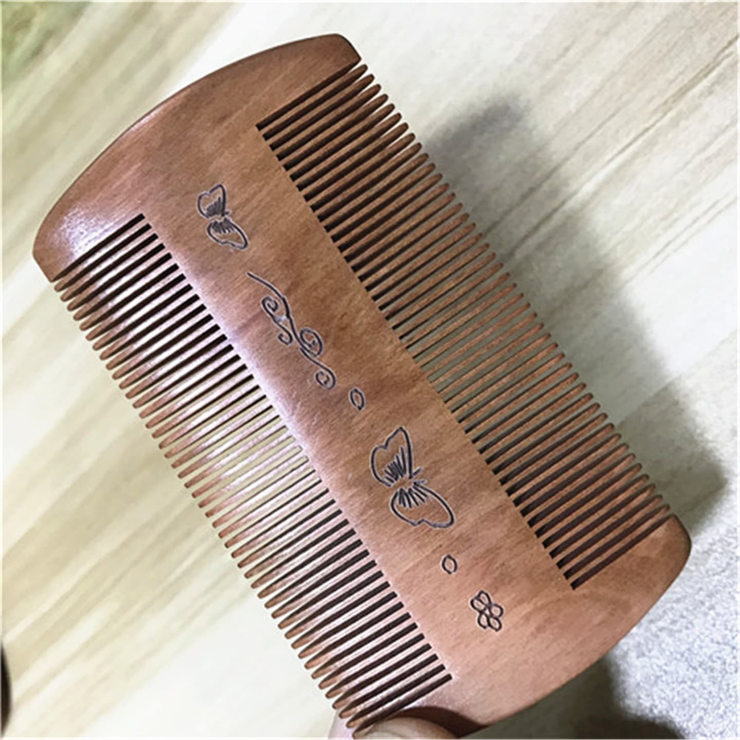 Old Peach Wood Lice Comb Double-Sided Fine Teeth Remove Children Lice Eggs Super Dense Teeth Wide Teeth Wood Comb Home Use Scratch Head