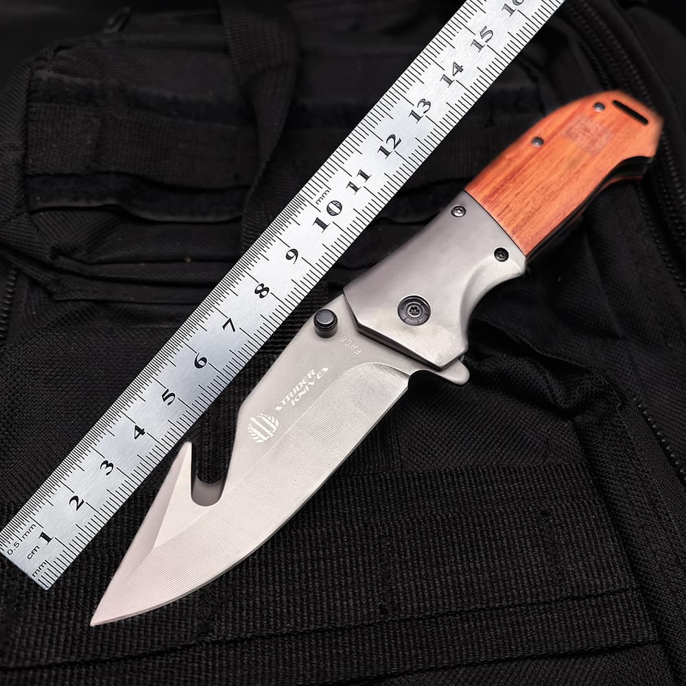 Tactical multifunctional pocket knife with rosewood handle Multifunctional wooden handle folding outdoor survival knife Jungle tactical pocket knife