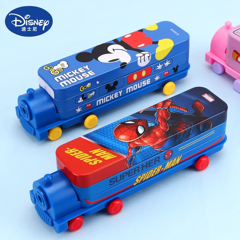 Frozen Tin Pencil Case Train Head Kindergarten Cartoon Cute Pencil Box Double-Decker Bus Car Pencil Case