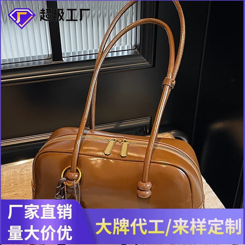 Boston Bowling Bag Women's Premium Minimalist Vintage Underarm Bag Large Capacity Crossbody Pillow Bag Handbag