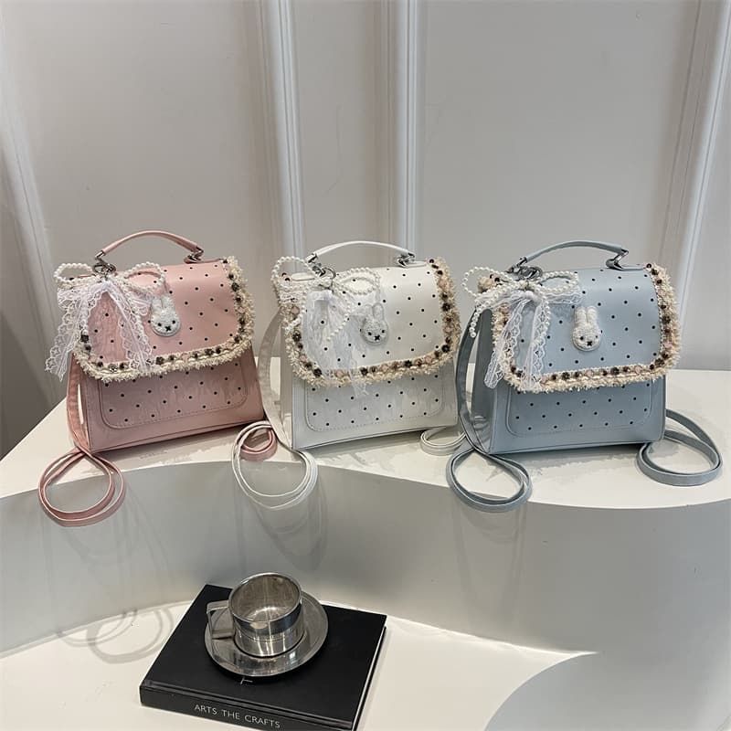 Cartoon style cute rabbit polka dot backpack women's 2026 new fashion fashion college style backpack handbag