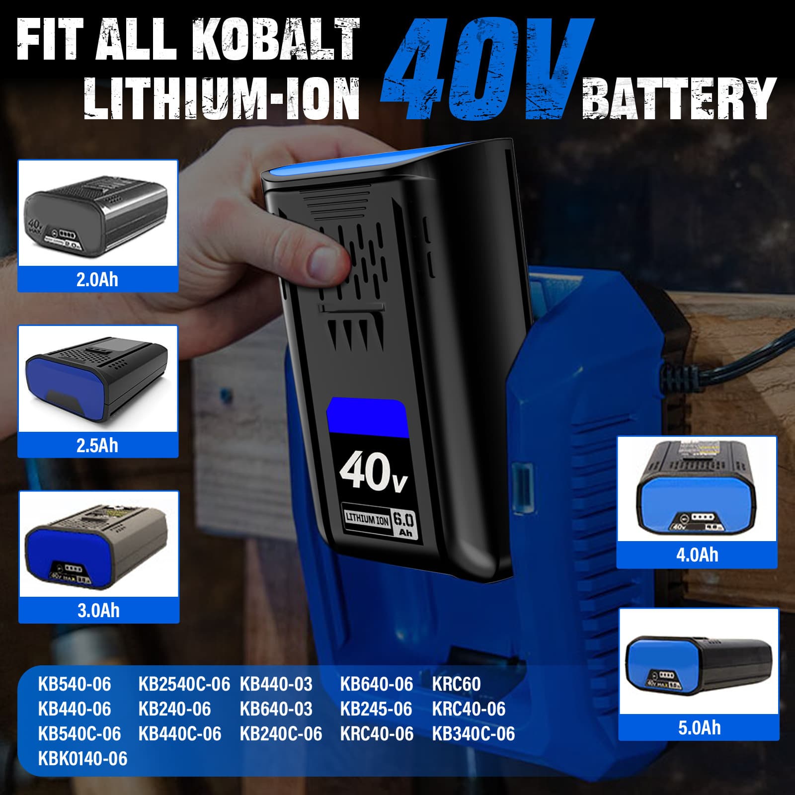 Original Factory Charger Kobalt 40V Lithium Battery Fully Compatible with Garden Tools and Power Tools
