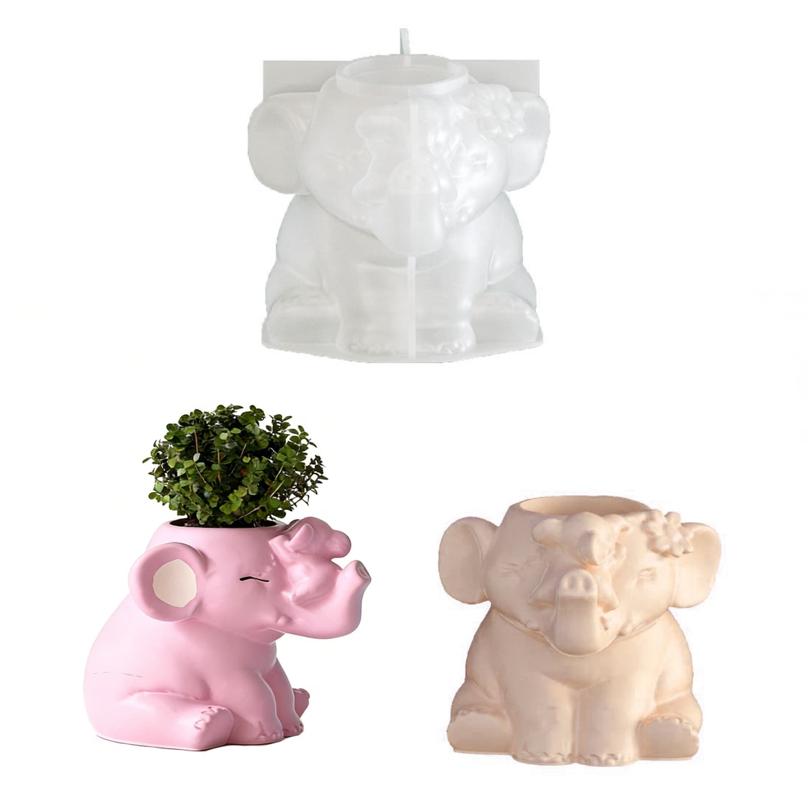 Cross-border Elephant Flower Pot Mold DIY Small Elephant Storage Jar Candle Cup Pen Holder Vase Epoxy Cement Silicone Mold