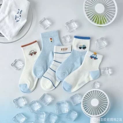 Ai Di Da 26 New Summer Style Blue and White Cartoon Car Large Mesh Breathable Trendy Socks Wholesale from Manufacturer