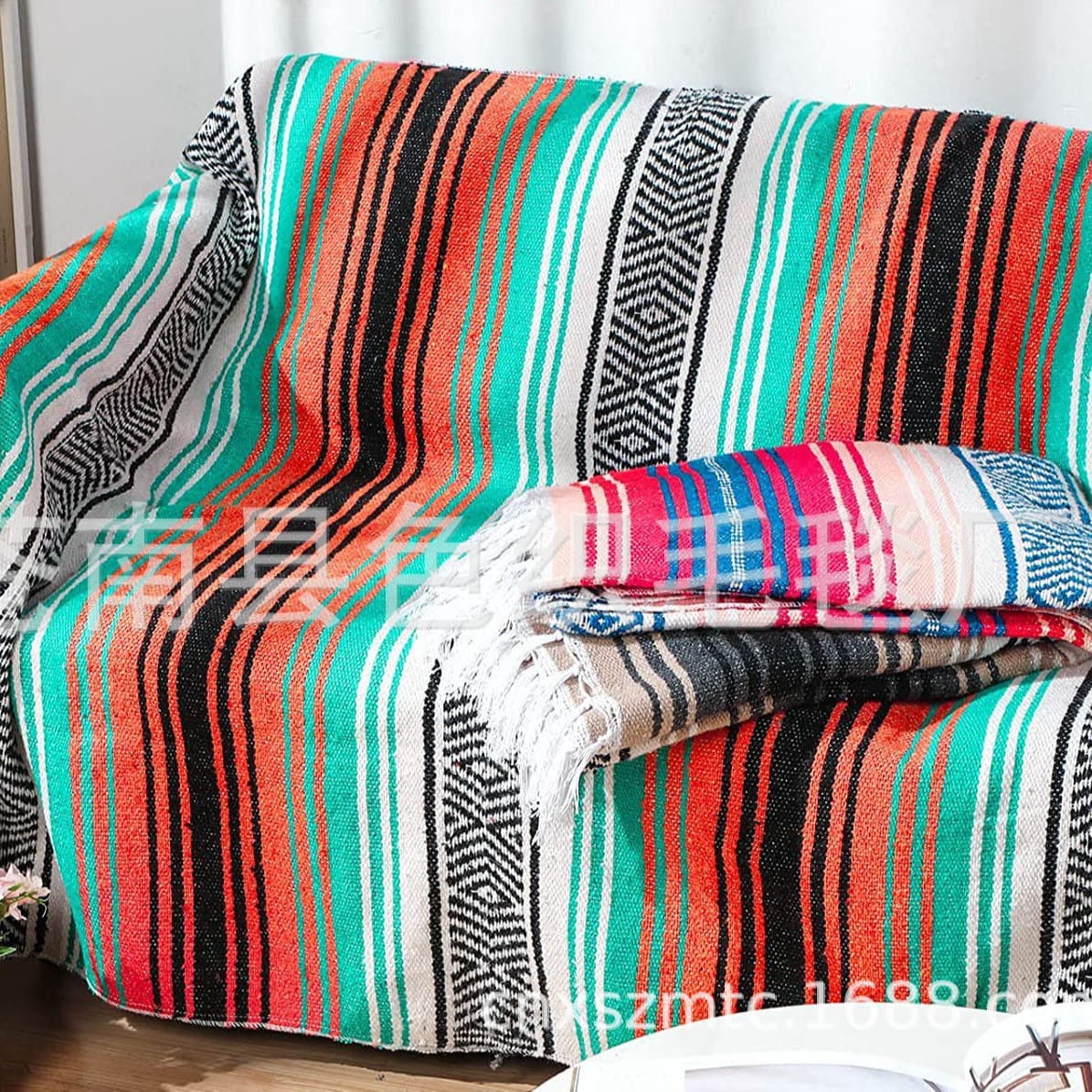 Mexican-style tassel blanket, yoga blanket, picnic blanket, sofa blanket, bay window cushion, 130X180 Amazon outdoor wool