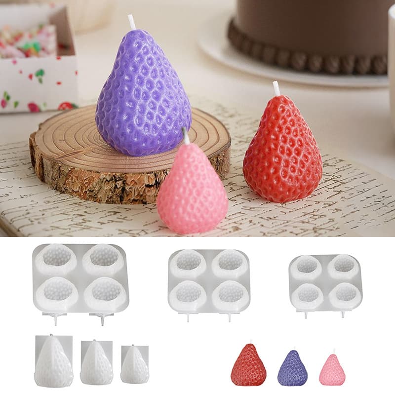 DIY large, medium and small three-dimensional strawberry candle molds, dessert strawberry baking chocolate decorative cake molds wholesale