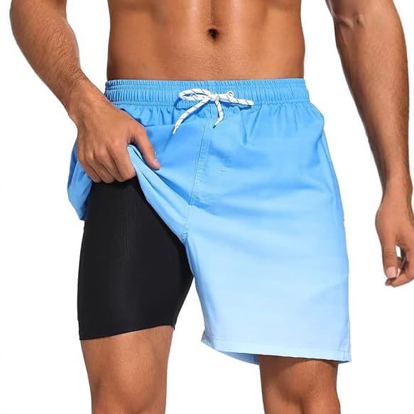 2026 new summer cross-border foreign trade men's beach shorts quick-drying double-layer swimming trunks printed casual sports shorts Y2