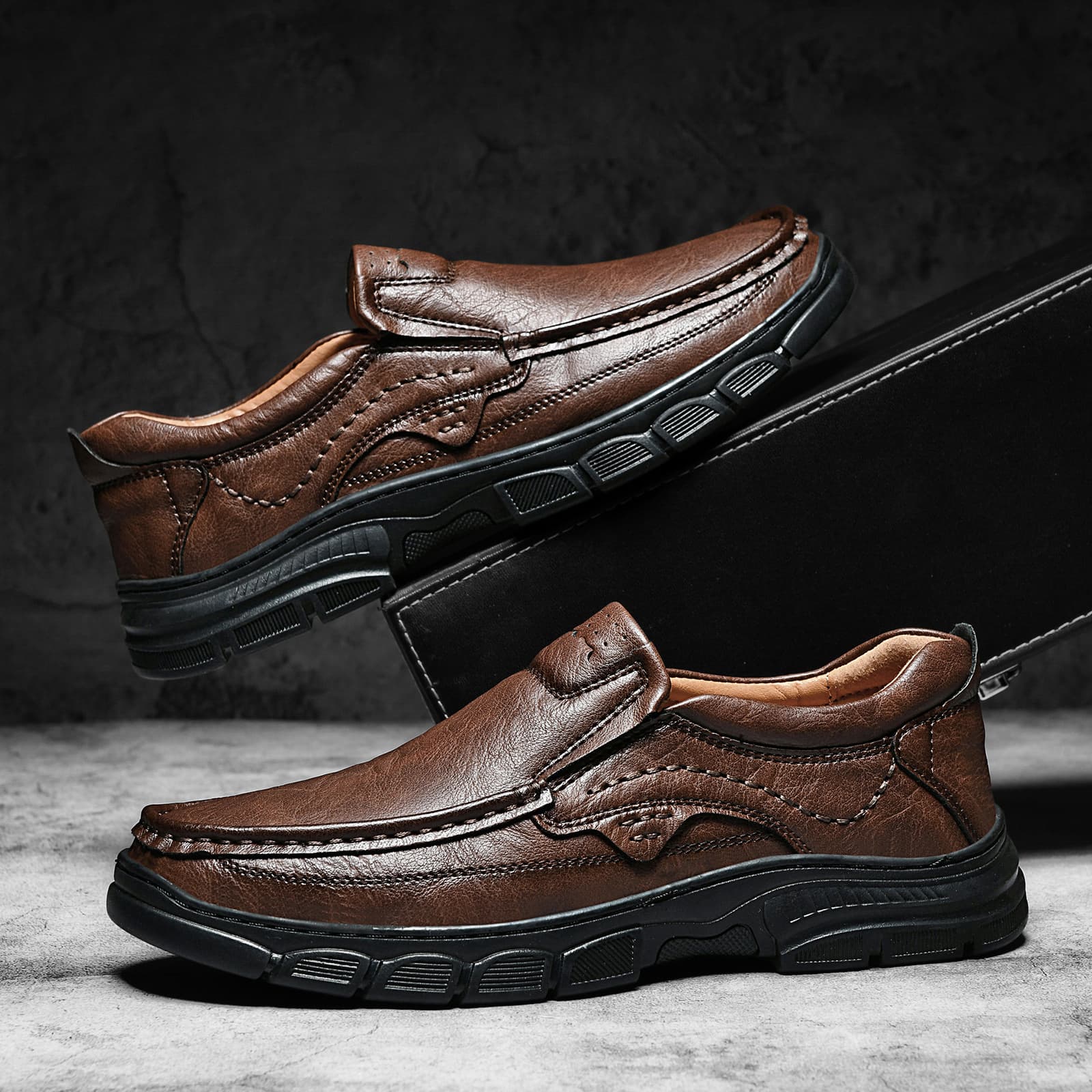 Live Amazon cross-border popular leather shoes men's genuine leather large size men's outdoor shoes casual leather shoes hiking shoes