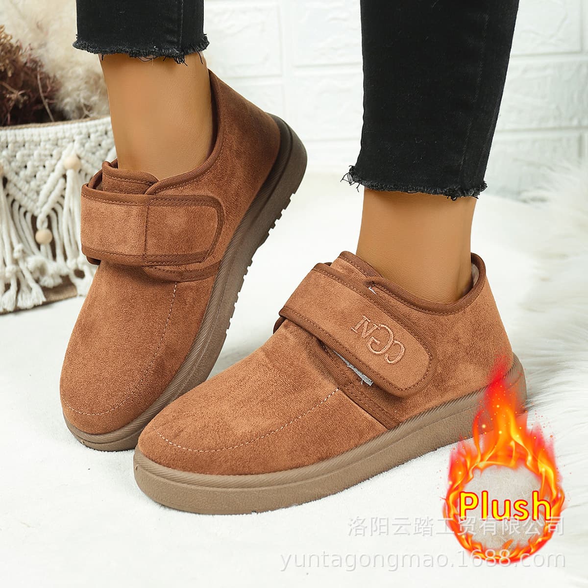 Winter Fleece-Lined Warm Cotton Shoes for Women, Non-Slip Flat Heel Casual Shoes, Thick Sole Comfortable Snow Boots for Winter Wear