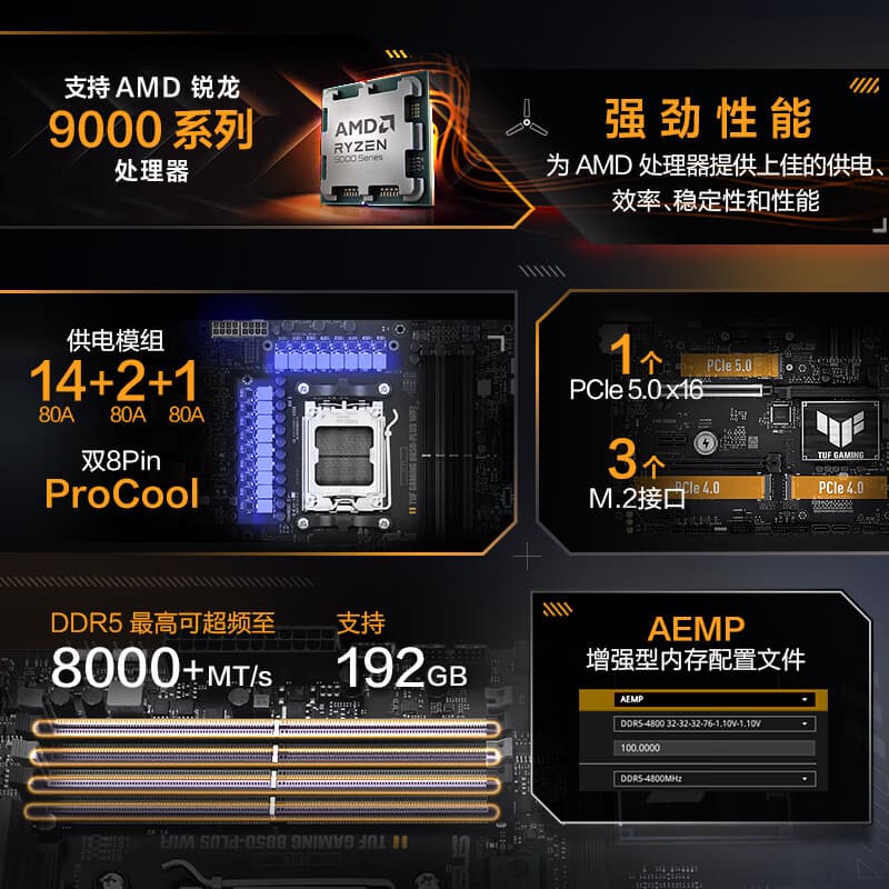 For TUF GAMING B850-PLUS WIFI Gaming Motherboard Supports CPU Others