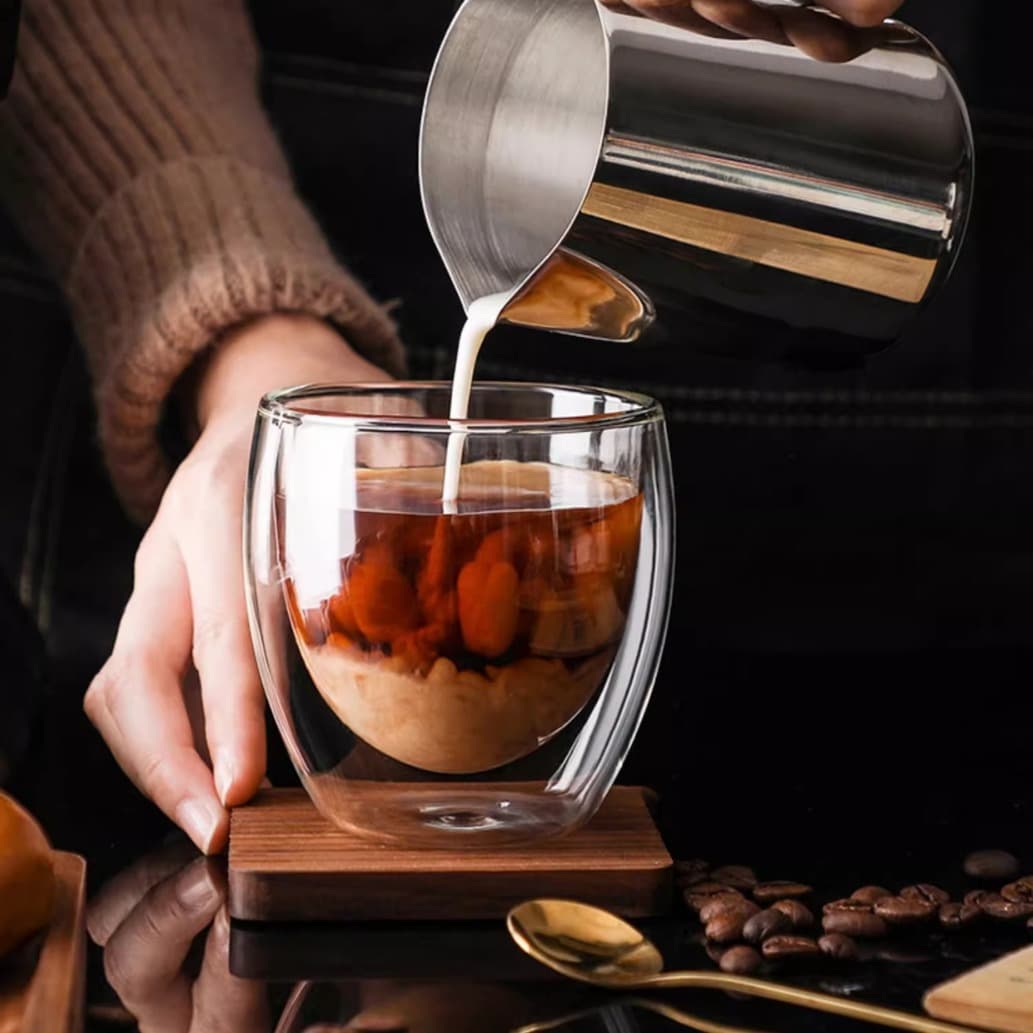 Borosilicate Double-Wall Insulated Glass Cup, Egg-Shaped Double-Wall Cup, Beverage Milk Cup, Coffee Cup, Juice Glass