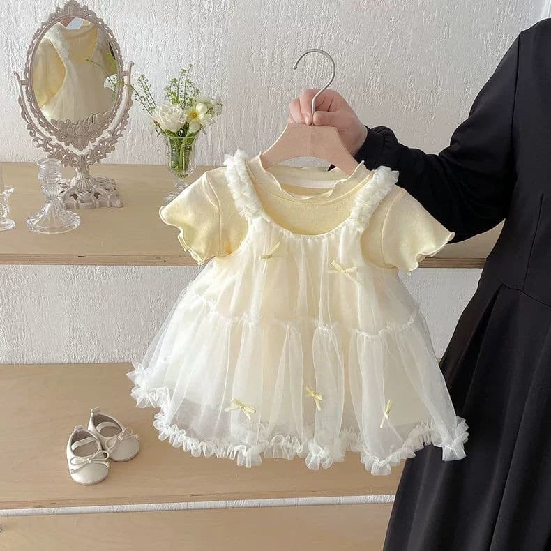 Baby Princess Dress Summer, Girl Cake Lace Tulle Dress, 100-Day Celebration Birthday Party Dress Doll Dress