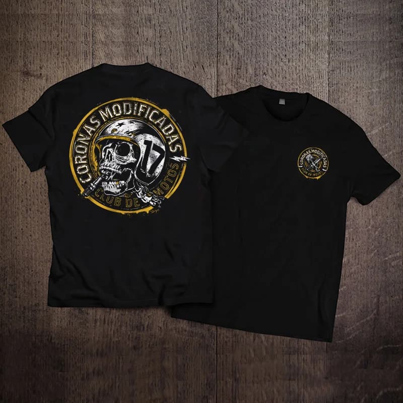 New Large Size Short Sleeve Cotton T-Shirt, Unisex Rock American Retro Harley Motorcycle Print Loose T-Shirt