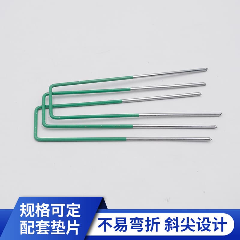 Semi-plastic U-shaped Ground Stakes, Galvanized Lawn Stakes with Slant Tips, Garden Stakes for Turf, Weed Barrier Fabric Pins