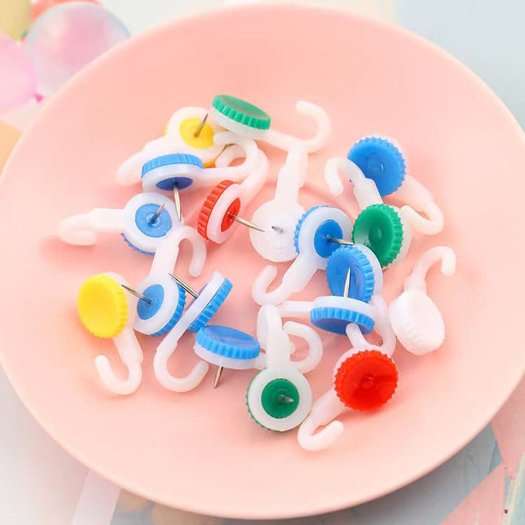 Factory Wholesale Colored Crochet Hook Plastic Hook Pin Nail Soft Board Thumbtack Storage Hook Wall Load-Bearing Accessory Nail